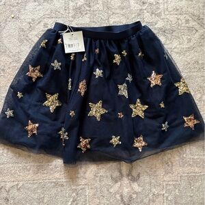 John Lewis Navy Blue Star Sequin Skirt 10y